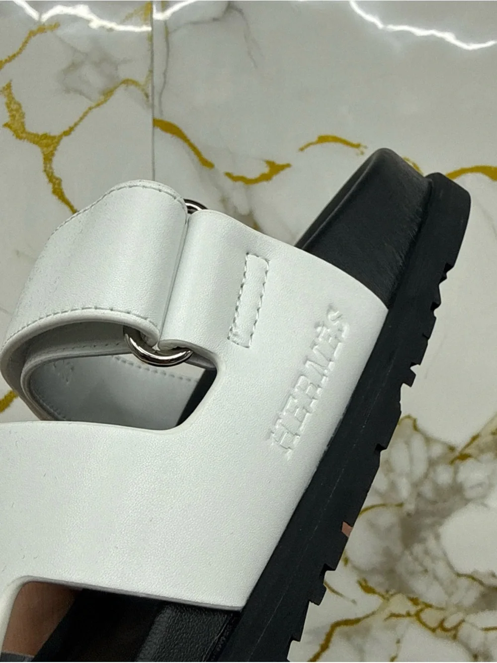 White women Slide Sandal with Adjustable Straps size 7